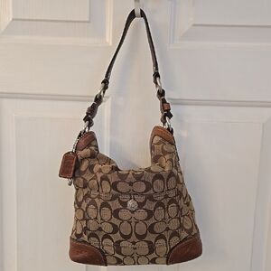 Coach Brown Hobo Bag with Signature Pattern